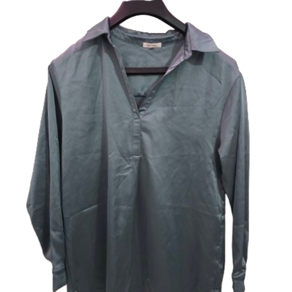 Pleione Slate Blue Women's Button-Up Blouse
